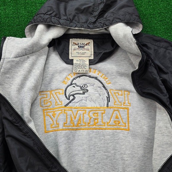 Oarsman US Army Windbreaker Field Jacket Mens XL 1775 Embroidered Eagle Hooded - Picture 12 of 12